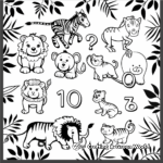 Number 1-10 Jungle Animals Coloring Pages 3
