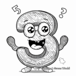 Number 5 Coloring Pages with Cute Characters 2