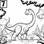 Number 7 in the World of Dinosaurs Coloring Pages 4