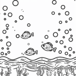 Ocean Scene with Bubbles Coloring Pages 1