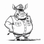 Officer McHorn: Robust Rhino from Zootopia Coloring Sheets 2