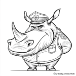 Officer McHorn: Robust Rhino from Zootopia Coloring Sheets 3
