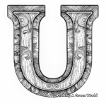 Old English Style Letter U Coloring Pages 1