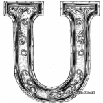 Old English Style Letter U Coloring Pages 3