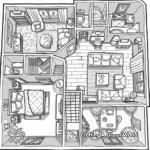 Open Concept Home Layout Coloring Pages 3