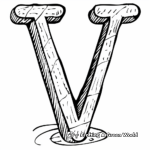Outlined Letter V for Water Colors Coloring Pages 1