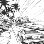 OutRun Coastline Scenery Coloring Pages 2