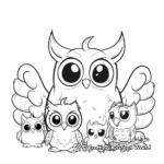 Owlicorn Family Coloring Pages: Adults and Owlets 3