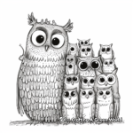 Owlicorn Family Coloring Pages: Adults and Owlets 4