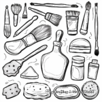 Painting Accessories Coloring Pages: Brushes, Sponges & More 1