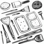 Painting Accessories Coloring Pages: Brushes, Sponges & More 2