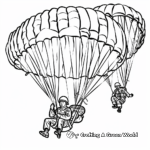 Paratroopers Descending on D-Day Coloring Pages 1