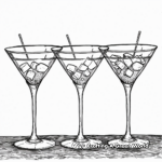 Party in Style: Martini Glasses Coloring Pages 3