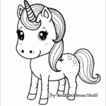 Pastel Themed Kawaii Unicorn Coloring Pages 4