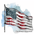 Patriotic Watercolor American Flag Coloring Pages 4