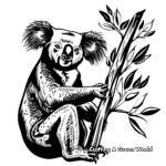 Peaceful Koala in Eucalyptus Tree Coloring Pages 1