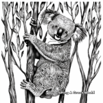 Peaceful Koala in Eucalyptus Tree Coloring Pages 2