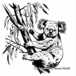 Peaceful Koala in Eucalyptus Tree Coloring Pages 3