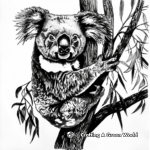 Peaceful Koala in Eucalyptus Tree Coloring Pages 4