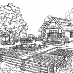Peaceful Lego Minecraft Farm Coloring Pages 3