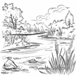 Peaceful Pond Landscape Coloring Pages 1