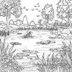 Peaceful Pond Landscape Coloring Pages 3