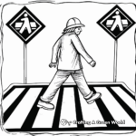 Pedestrian Crossing Sign Printable Coloring Pages 1