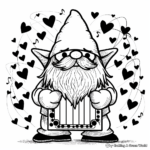 Peppy Valentine Gnome Playing a Harmonica Coloring Pages 2