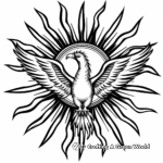 Phoenix and the Sun: Solar-Scene Coloring Pages 1