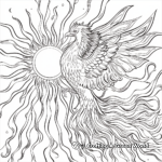 Phoenix and the Sun: Solar-Scene Coloring Pages 2