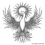 Phoenix and the Sun: Solar-Scene Coloring Pages 3
