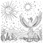 Phoenix and the Sun: Solar-Scene Coloring Pages 4