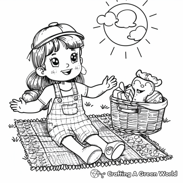 Picnic in the Summer Coloring Sheets 1