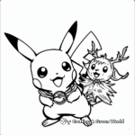 Pikachu as Rudolph Christmas Coloring Pages 4