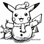 Pikachu Building a Snowman Christmas Coloring Pages 3