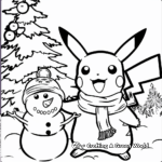 Pikachu Building a Snowman Christmas Coloring Pages 4