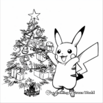 Pikachu Decorating Christmas Tree Coloring Pages 1