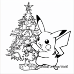 Pikachu Decorating Christmas Tree Coloring Pages 2