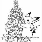 Pikachu Decorating Christmas Tree Coloring Pages 3