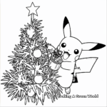 Pikachu Decorating Christmas Tree Coloring Pages 4