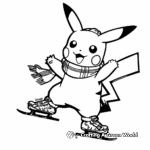 Pikachu Ice Skating Christmas Coloring Pages 2