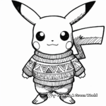 Pikachu in a Christmas Sweater Coloring Pages 1