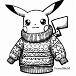 Pikachu in a Christmas Sweater Coloring Pages 2