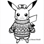 Pikachu in a Christmas Sweater Coloring Pages 3
