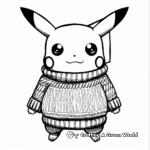 Pikachu in a Christmas Sweater Coloring Pages 4