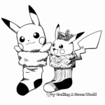 Pikachu in Christmas Socks Coloring Pages 1