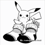 Pikachu in Christmas Socks Coloring Pages 3