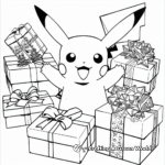 Pikachu with Christmas Presents Coloring Pages 1