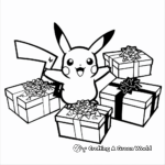 Pikachu with Christmas Presents Coloring Pages 2