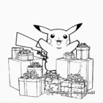 Pikachu with Christmas Presents Coloring Pages 3